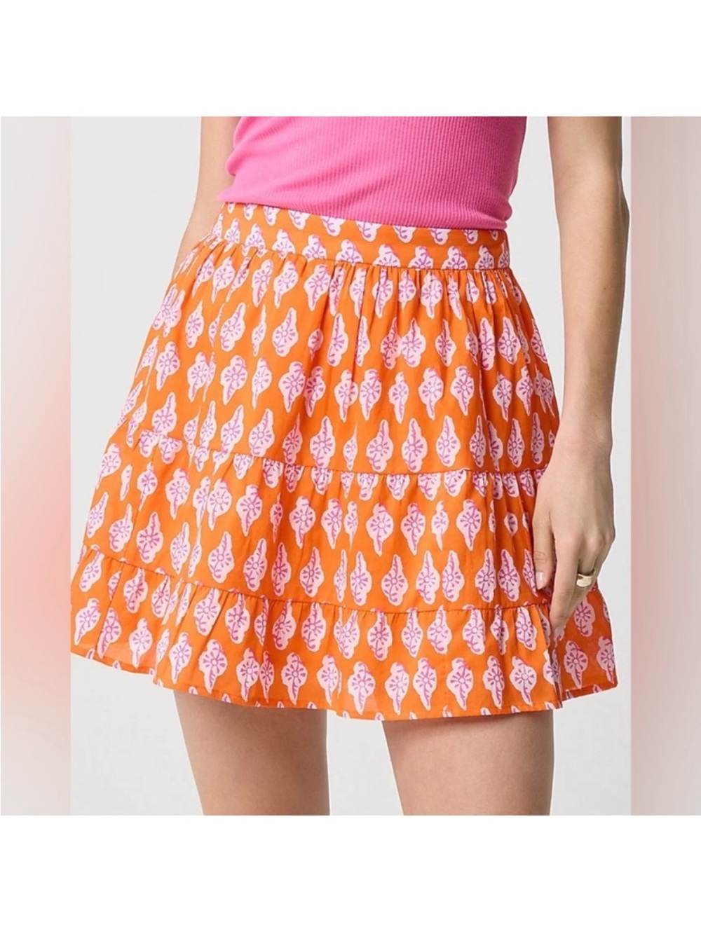 J. Crew Orange and Pink Tiered Mini Skirt